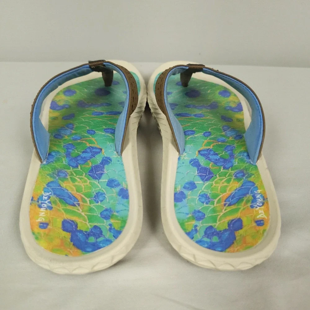 Korkers De Young Fish Flip Tarpon Sandals Men 10 Brown Flip Flop Kling On Deck